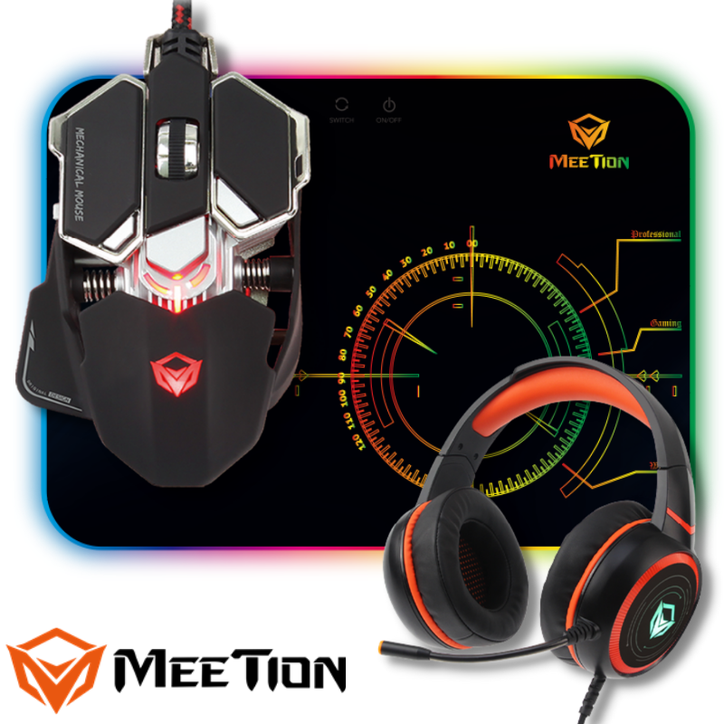 סט עכבר גיימינג Meetion פאד XL ואוזניות מדגם HP-030