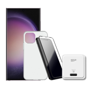 חבילת SAMSUNG GALAXY S24 ULTRA 256GB + מגן מסך סיליקון PUREGEAR + מגן אחורי קשיח + מטען מקורי