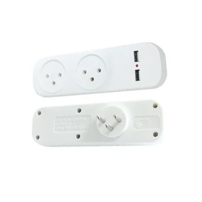 מפצל שקע חשמל 2 כניסות + 2 יצאות USB