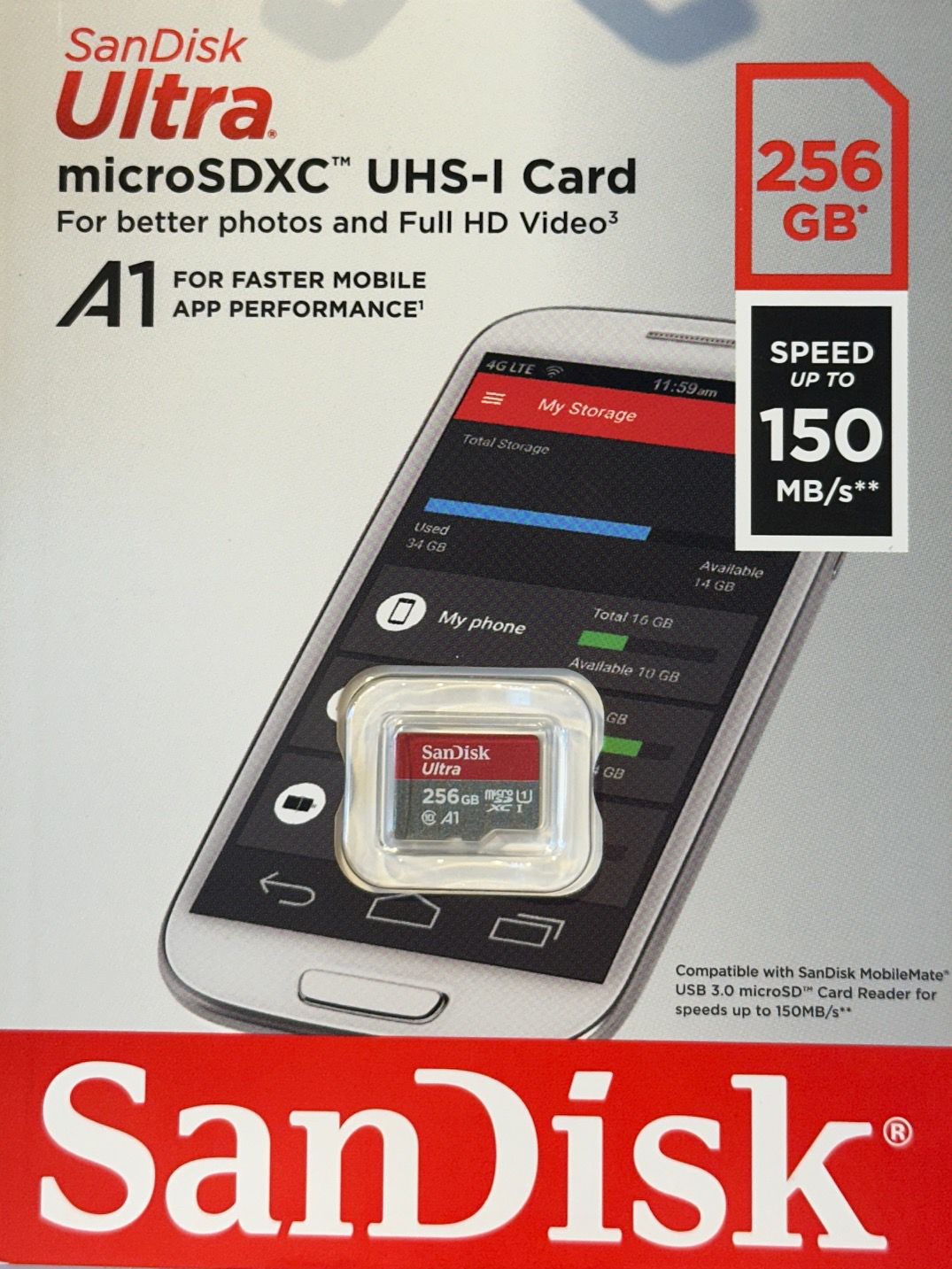 כרטיס זיכרון SANDISK 256GB