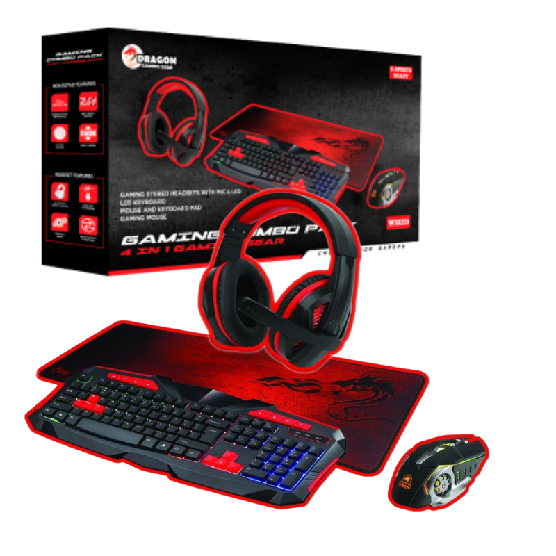 ערכת גיימינג Dragon Gaming Combo Pack שחור/אדום