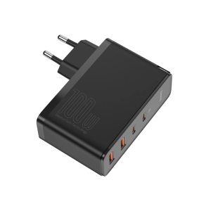 מטען מהיר Baseus GaN2 Pro 100W עם 4 יציאות (2C + 2A) בצבע שחור
