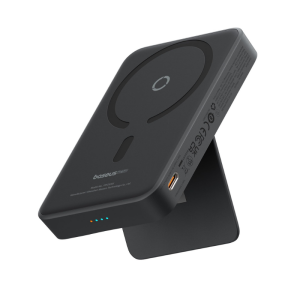 Baseus MagPro מטען נייד אלחוטי 5000mAh עם טעינה מהירה PD 20W ועמדת מגנט מובנית – שחור
