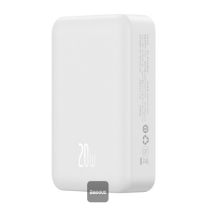 פאוור בנק אלחוטי Baseus Magnetic Mini 20000mAh עם טעינה מהירה 20W וכבל USB-C – לבן