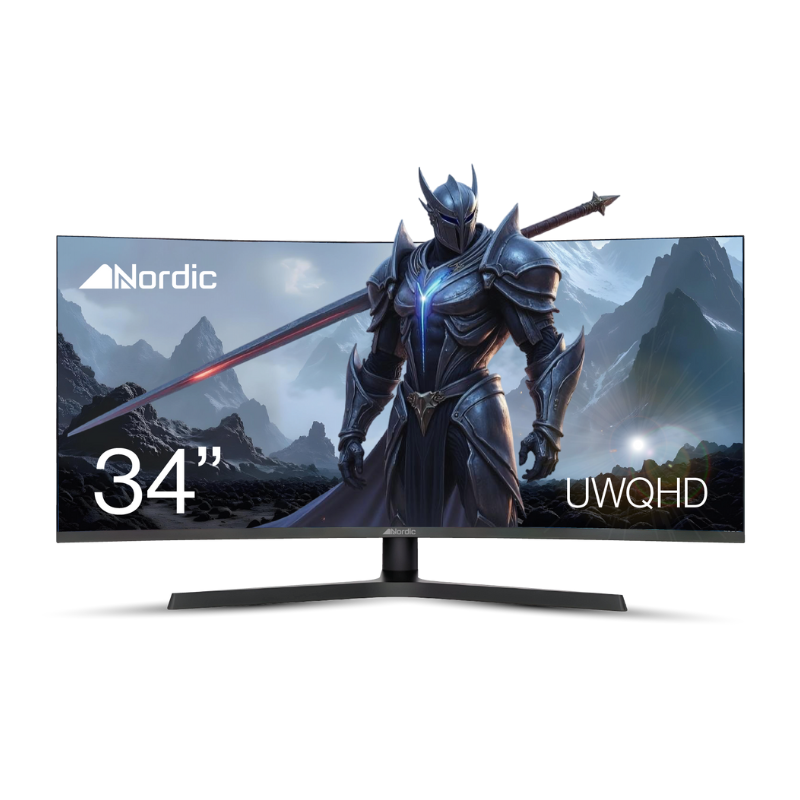 מסך גיימינג קעור Nordic 34" UWQHD ZTW25F – VA, HDR Ultra, 144Hz, זמן תגובה 1ms, תאורת RGB ורמקולים מובנים