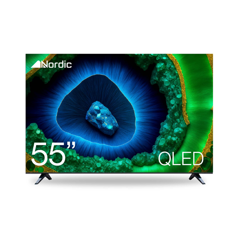 טלוויזיה חכמה Nordic Q550TV 55 אינץ’ – QLED 4K UHD, Android 14, HDR ULTRA, Dolby Atmos, Bluetooth, HDMI/USB/RJ45/AV