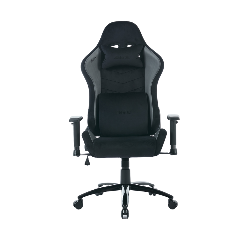 כסא גיימינג Nordic Falcon – שחור אפור, ארגונומי, כריות Memory Foam לגב ולצוואר, ידיות 2D, בסיס מברזל, גלגלי PU