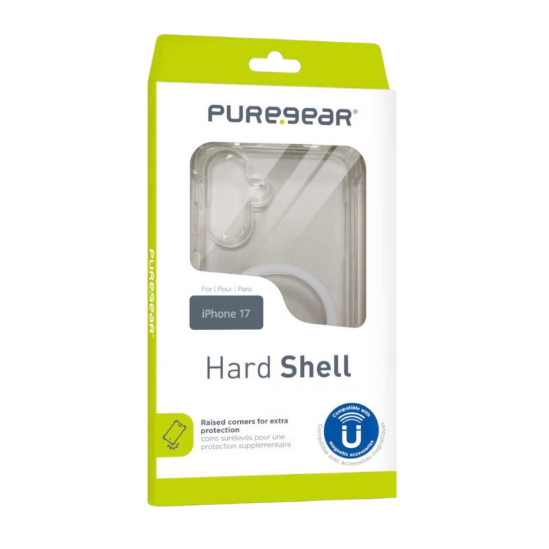 כיסוי PureGear Hard Shell שקוף לאייפון 17 עם 4 פינות מחוזקות ואחריות יבואן לשנה