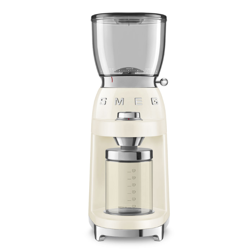 מטחנת קפה SMEG CGF11CREU שמנת עם להבי נירוסטה וטחינה עד 30 רמות
