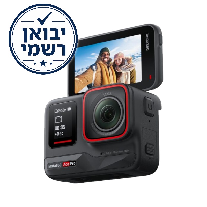 מצלמת אקסטרים Insta360 Ace Pro עם מסך המגע המתהפך בגודל 2.4 אינץ' פתוח כלפי מעלה
