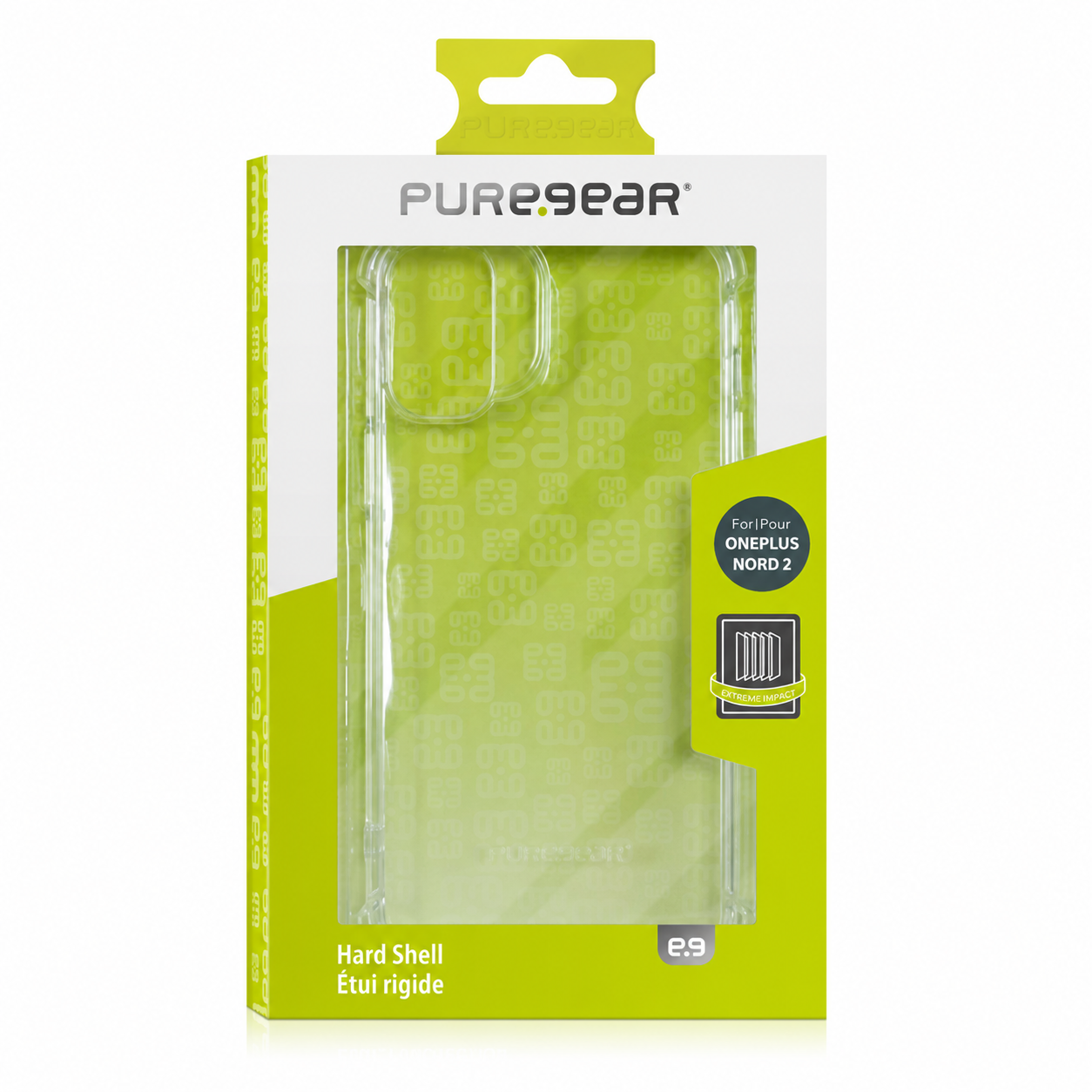 אריזת הכיסוי השקוף והקשיח PureGear Hard Shell ל-OnePlus Nord 2 במבט חזיתי