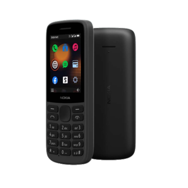 מכשיר נוקיה Nokia 215 4G כשר בגוון שחור מט קלאסי עם מקלדת מקשים פיזית ברורה בעברית