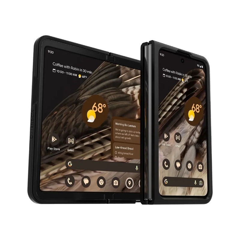 כיסוי OtterBox Symmetry Thin מורכב על גבי Google Pixel Fold במצב פתוח ומקופל